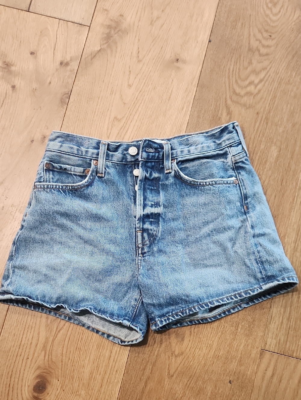 Agolde Light Blue Parker Denim Shorts